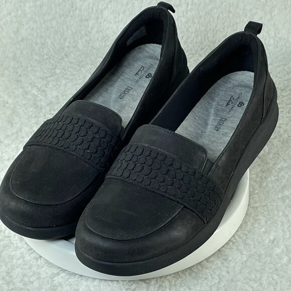Clarks Shoes Womens Size 10 Black Cloudsteppers Slip-on Loafers Cushioned - Picture 1 of 10